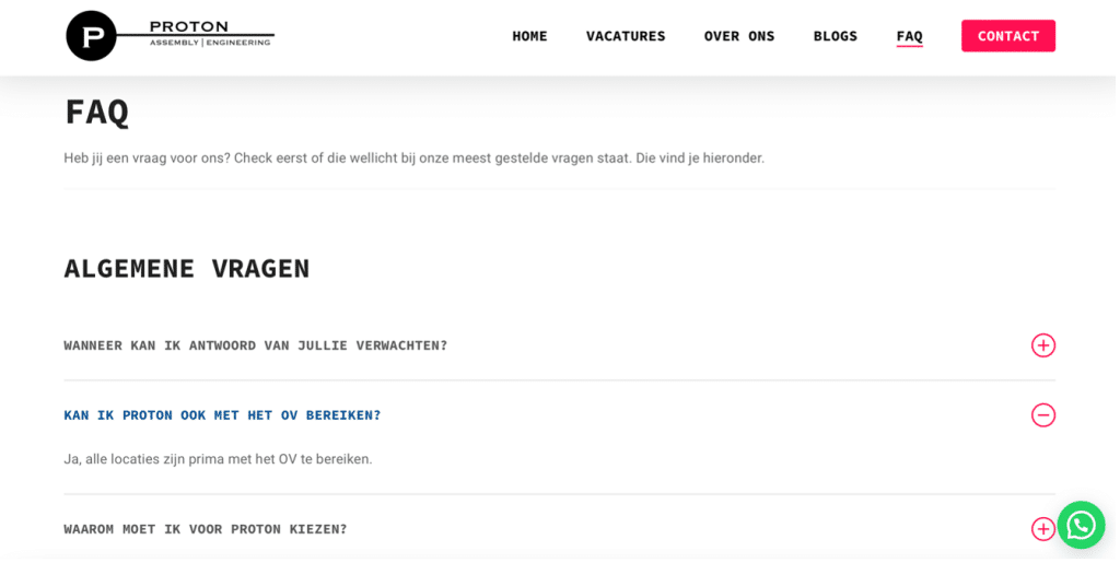 Veelgestelde vragen Proton - websitevacatures - JKC Media