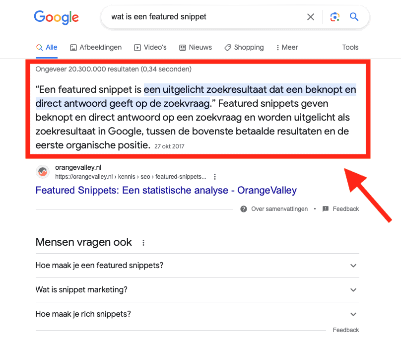 Google Search Generative AI - featured snippet