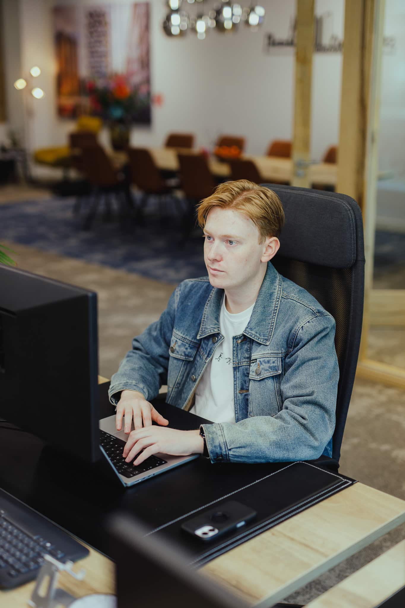 Colleague working on custom software